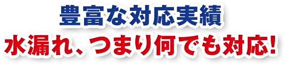 豊富な対応実績で水漏れ、つまり何でも対応！